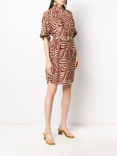 Shop Zimmermann Silk Zebra Print Shirt Dress In Neutrals