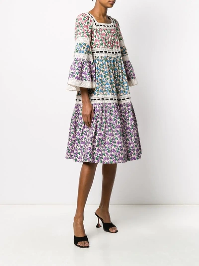 Shop Marc Jacobs Floral Print Crochet Dress In Neutrals