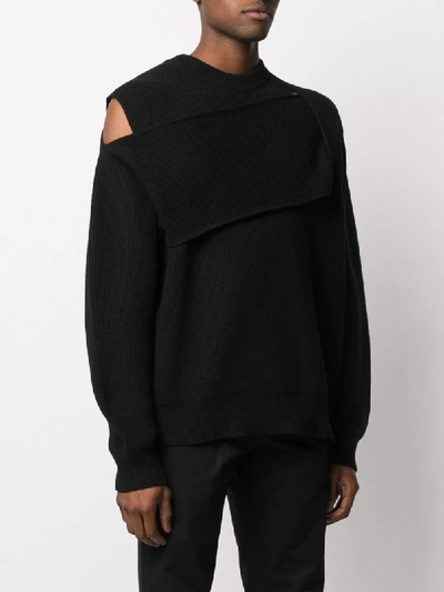 Shop Bottega Veneta Deconstructed-effect Ribbed Jumper In Black