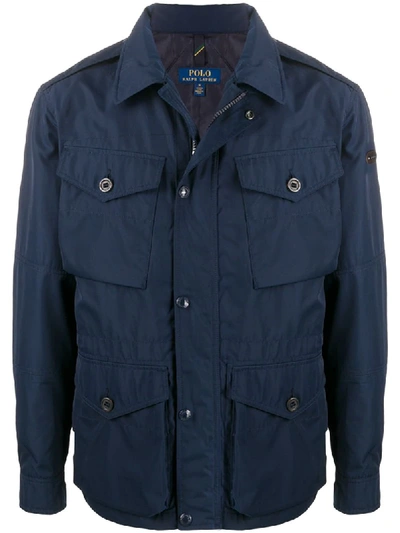 Shop Polo Ralph Lauren Concealed Zip Jacket In Blue