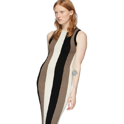 Shop Ami Alexandre Mattiussi Beige Striped Rib Knit Dress In 253 Beige