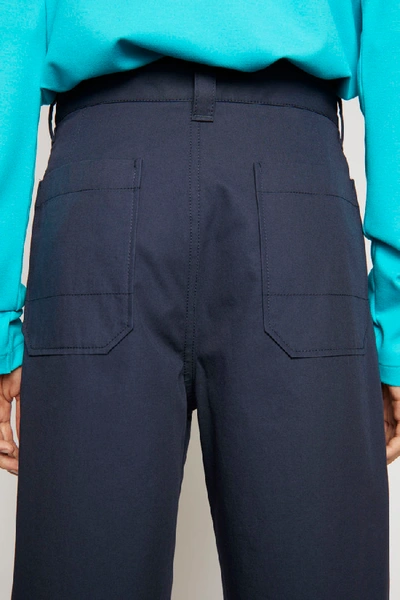 萝卜裤型棉质工装裤 深蓝色