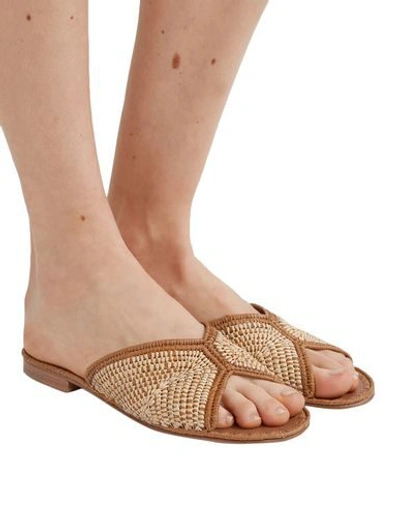 Shop Carrie Forbes Woman Sandals Camel Size 5 Textile Fibers In Beige