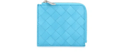 Shop Bottega Veneta Interciato Zipped Wallet In Sky Blue