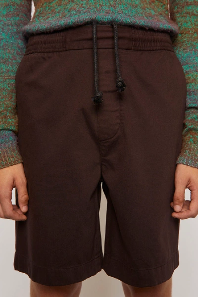 Shop Acne Studios Cotton Twill Shorts Dark Brown