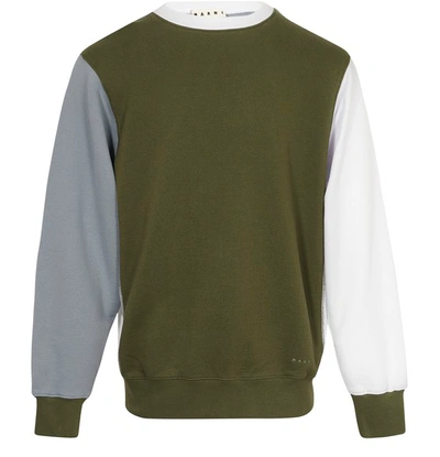 Shop Marni Colorblock Sweatshirt In Army Sugar Paper Ice