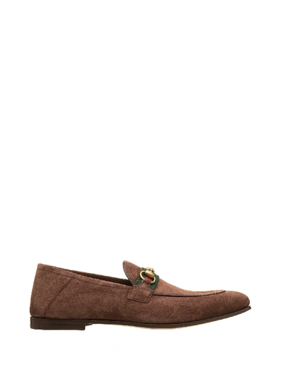 Shop Gucci Horsebit And Web Suede Leather In Light Brown