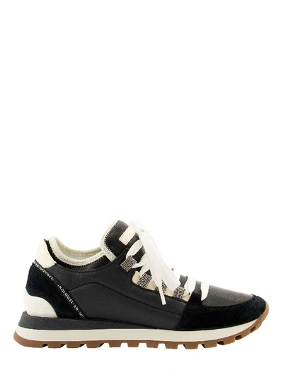 Shop Brunello Cucinelli Suede, Nappa Leather And Softy Leather Sneakers With Precious Eyelets In Black