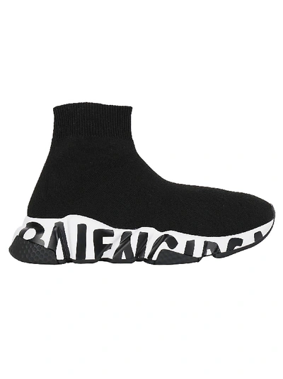 Shop Balenciaga Speed Sneakers In Black White Black