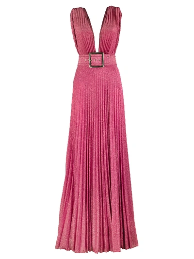 Shop Elisabetta Franchi Celyn B. Long Dress With Side Slit In Barbie