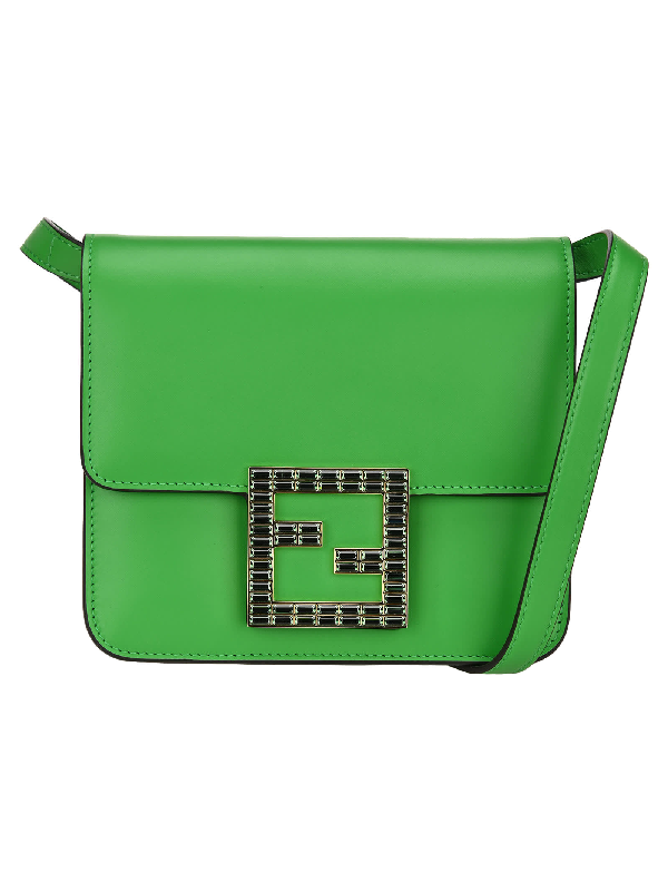 Fendi Fab Crystal Logo Box Bag In Green | ModeSens