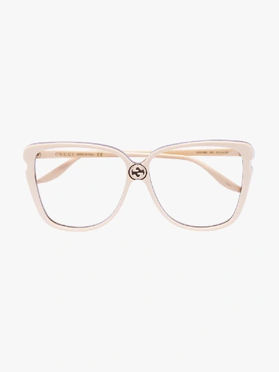 Shop Gucci Eyewear Brown Butterfly Optical Glasses