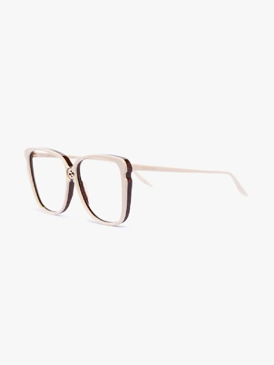 Shop Gucci Eyewear Brown Butterfly Optical Glasses