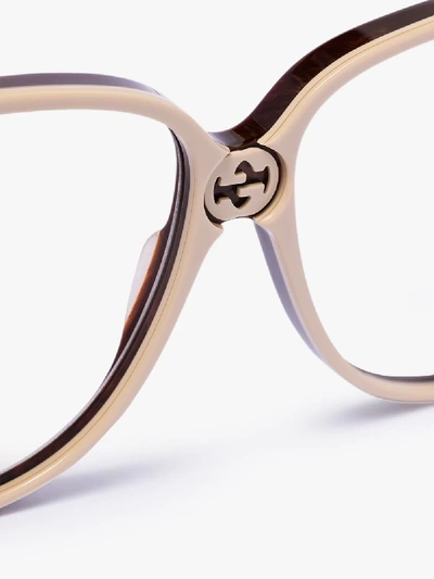 Shop Gucci Eyewear Brown Butterfly Optical Glasses