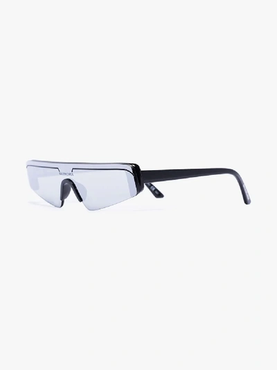 Shop Balenciaga Black Thin Visor Sport Sunglasses