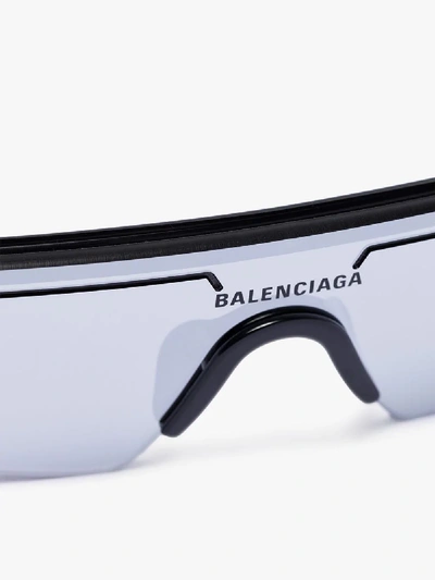 Shop Balenciaga Black Thin Visor Sport Sunglasses