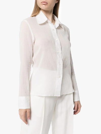 Shop Lvir Textured Cotton Shirt In White