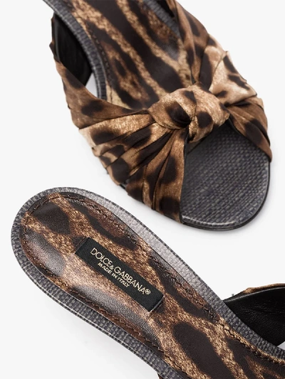 Shop Dolce & Gabbana Brown 65 Leopard Print Satin Mules