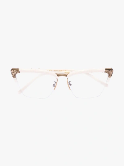 Shop Gucci White Bamboo Effect Glasses