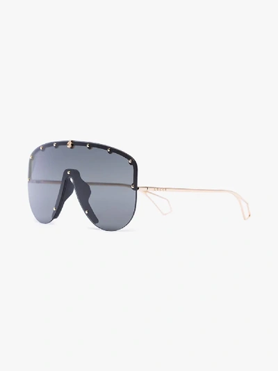 Shop Gucci Black Mask Sunglasses In Grey