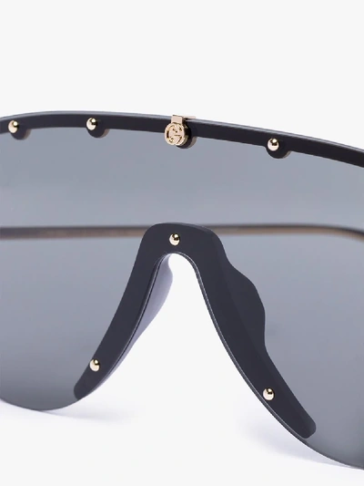 Shop Gucci Black Mask Sunglasses In Grey