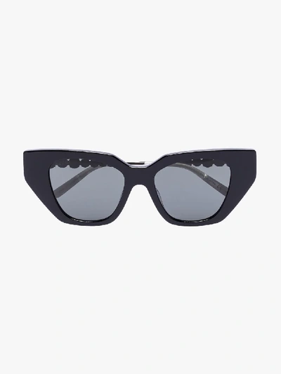 Shop Gucci Black Crystal Cat Eye Sunglasses