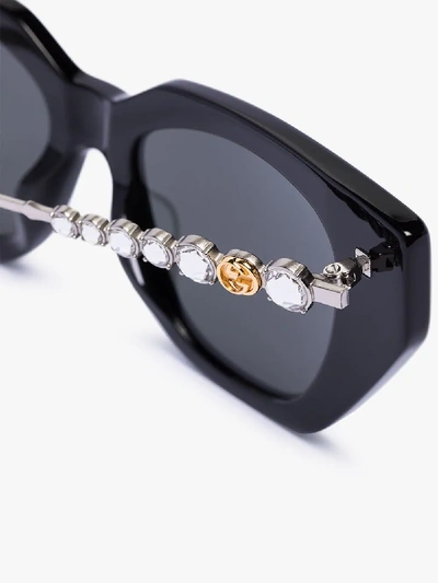 Shop Gucci Black Crystal Cat Eye Sunglasses