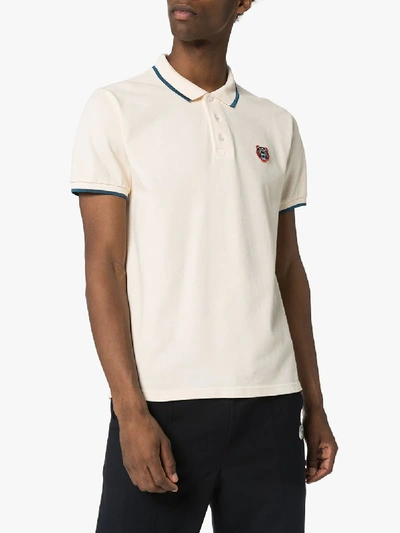 Shop Kenzo Tiger Embroidery Polo Shirt In Neutrals