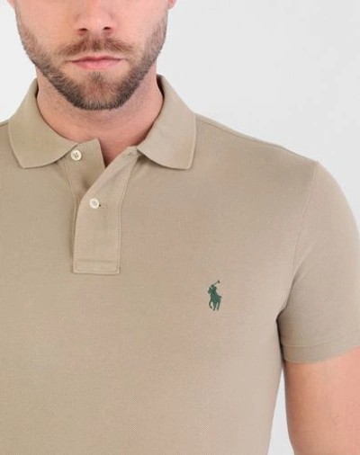 Shop Polo Ralph Lauren Slim Fit Mesh Polo Shirt Man Polo Shirt Khaki Size S Cotton In Beige