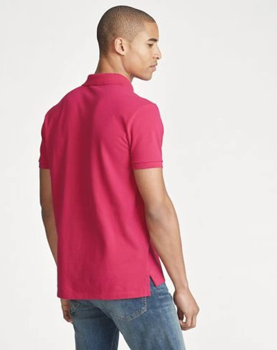 Shop Polo Ralph Lauren Slim Fit Mesh Polo Shirt Man Polo Shirt Fuchsia Size S Cotton In Pink