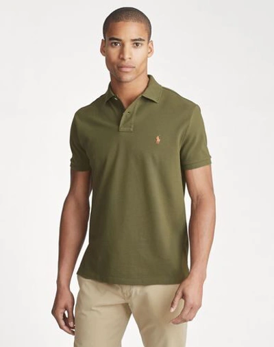 Shop Polo Ralph Lauren Slim Fit Mesh Polo Shirt Man Polo Shirt Military Green Size L Cotton