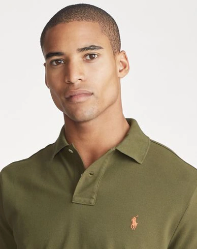Shop Polo Ralph Lauren Slim Fit Mesh Polo Shirt Man Polo Shirt Military Green Size L Cotton