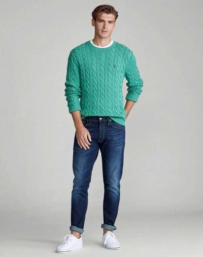 Shop Polo Ralph Lauren Cable Knit Cotton Sweater Man Sweater Green Size M Cotton