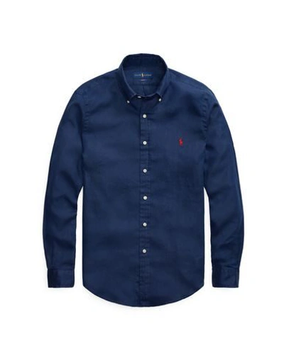 Shop Polo Ralph Lauren Linen Shirt In Dark Blue