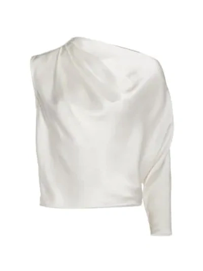Shop Michelle Mason Women's One-sleeve Silk Drape Top In Ivory