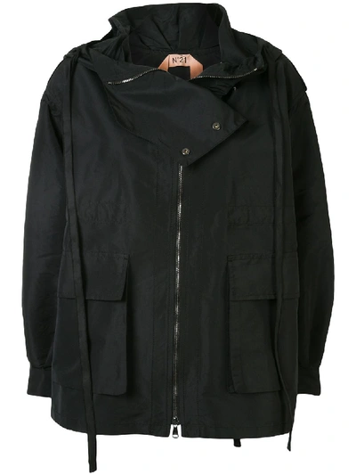 Shop N°21 Oversized Hooded Jacket In Black