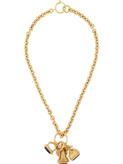 Pre-owned Chanel 1993 Cc Charm Necklace In Gold