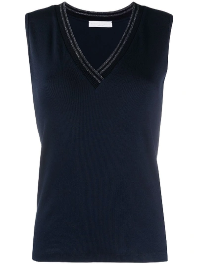 Shop Fabiana Filippi V-neck Tank Top In Blue