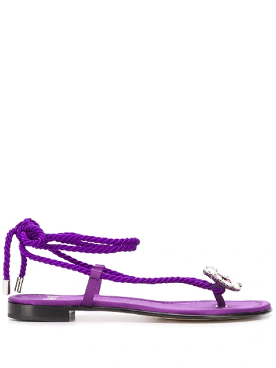 Shop Alevì Mira Satin Sandals In Purple