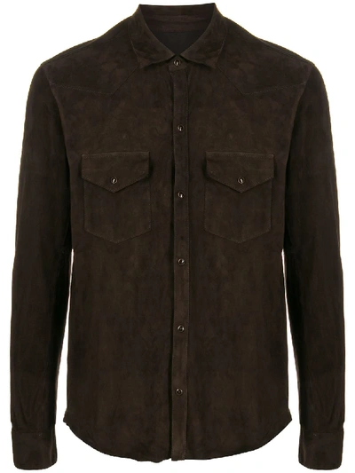 Shop Tagliatore Suede Shirt Jacket In Brown