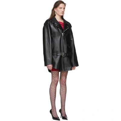 Shop Balenciaga Black Leather 80s Biker Jacket In 1000 Black