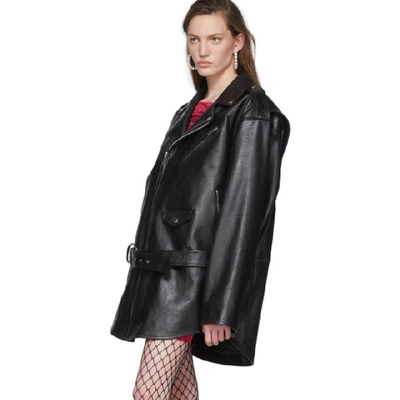 Shop Balenciaga Black Leather 80s Biker Jacket In 1000 Black