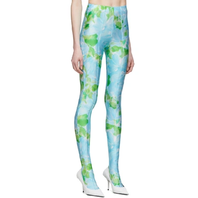 Shop Balenciaga Blue & Green Dynasty Leggings In Blue/green