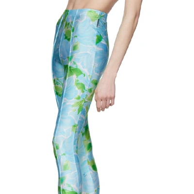 Shop Balenciaga Blue & Green Dynasty Leggings In Blue/green