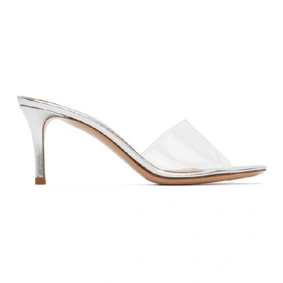 Shop Gianvito Rossi Silver Glass Heeled Sandals