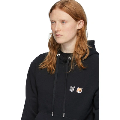 Shop Maison Kitsuné Maison Kitsune Black Double Fox Head Hoodie In Bk Black