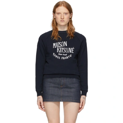 Shop Maison Kitsuné Maison Kitsune Navy Palais Royal Sweatshirt In Na Navy