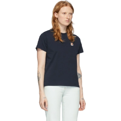 Shop Maison Kitsuné Maison Kitsune Navy Fox Head T-shirt In Na Navy