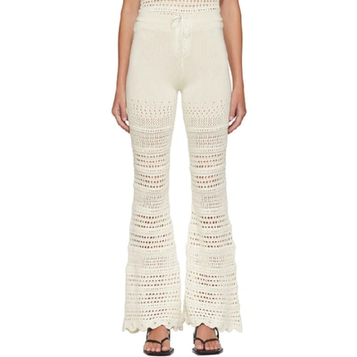 Shop Amiri Off-white Checkered Crochet Flare Lounge Pants In Ivory