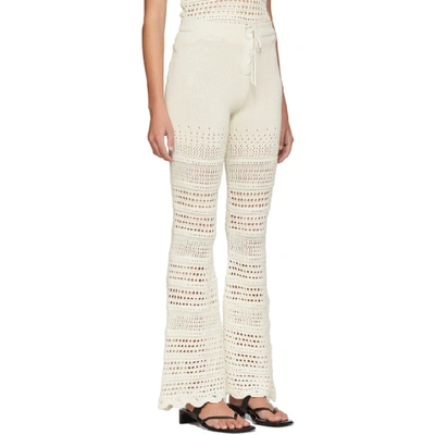 Shop Amiri Off-white Checkered Crochet Flare Lounge Pants In Ivory